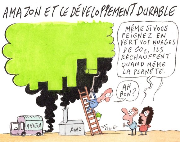 Dessin: Cloud et énergies renouvelables : Amazon s'arrangerait-il avec la réalité ?